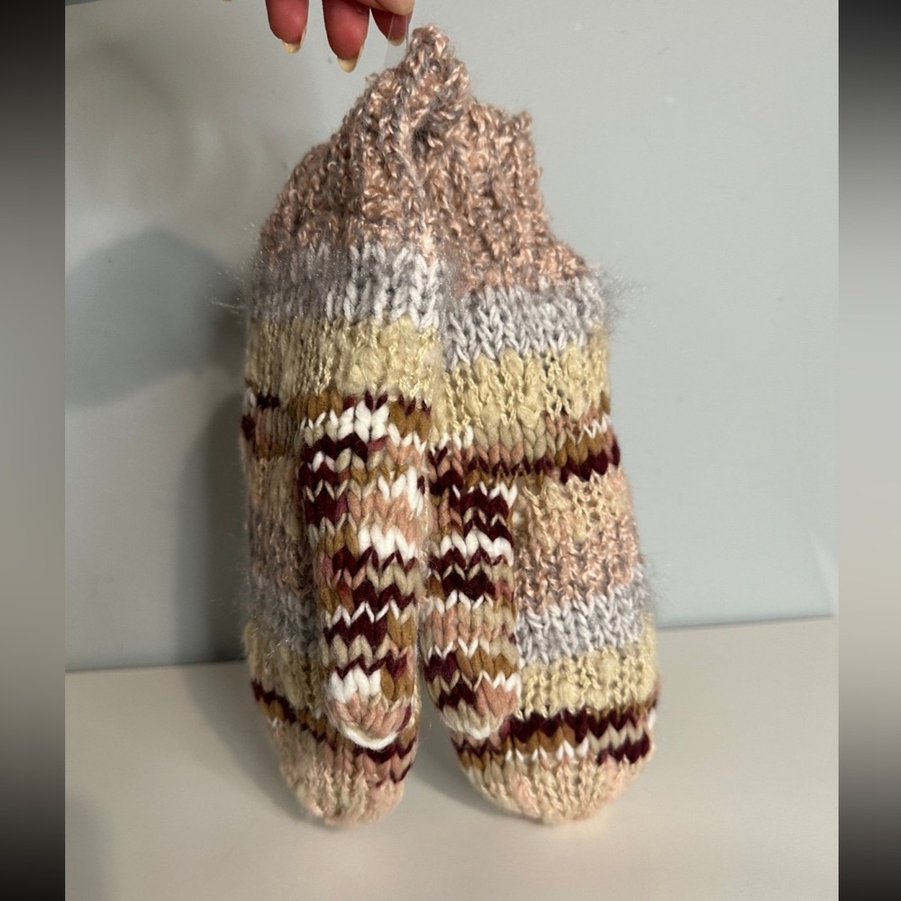 New Chunky Knit Sherpa Lined Mittens